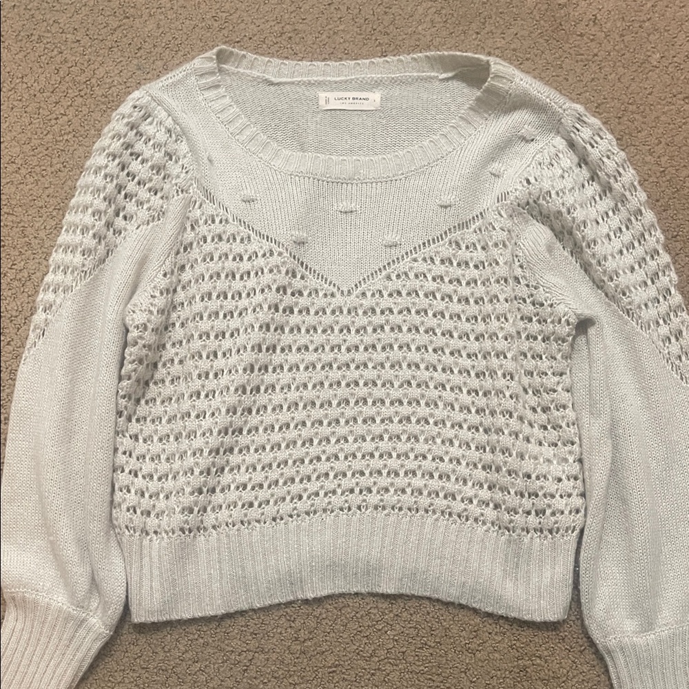 Lucky Brand Light Gray Textured Sweater